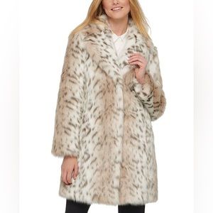 Karl Lagerfeld Paris Leopard Print Faux Fur Coat